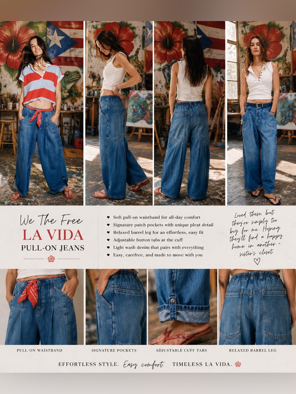 (( SOLD OUT ))We The Free La Vida Pull-On Jeans Sz Medium Short